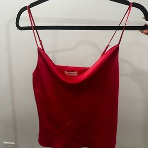 New Satin Fuchsia Pink Silk Cowl Neck Top